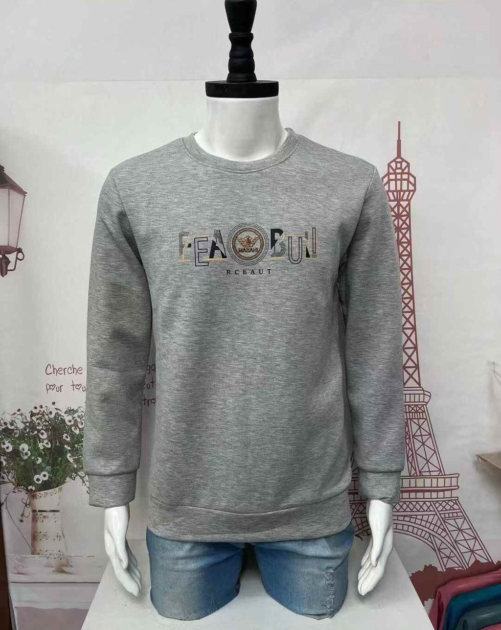 Mens middle-aged round-neck sweatshirt