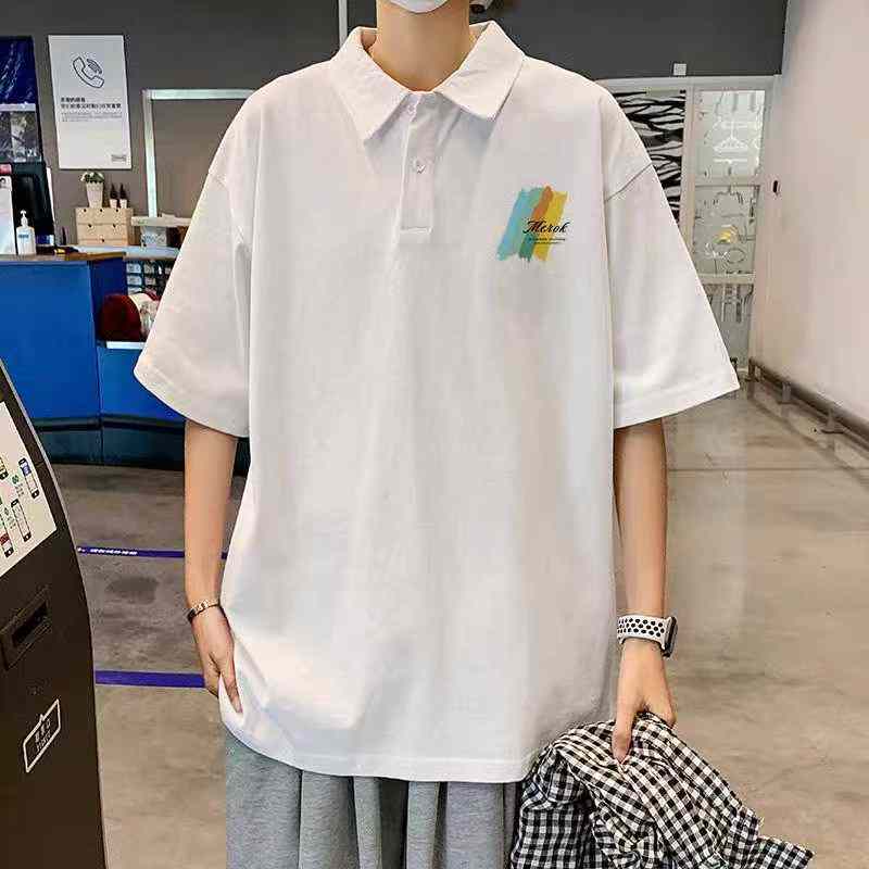 Men's pure white polo shirt