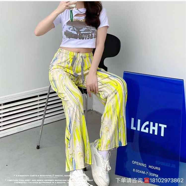 Women colorful wide-leg pants