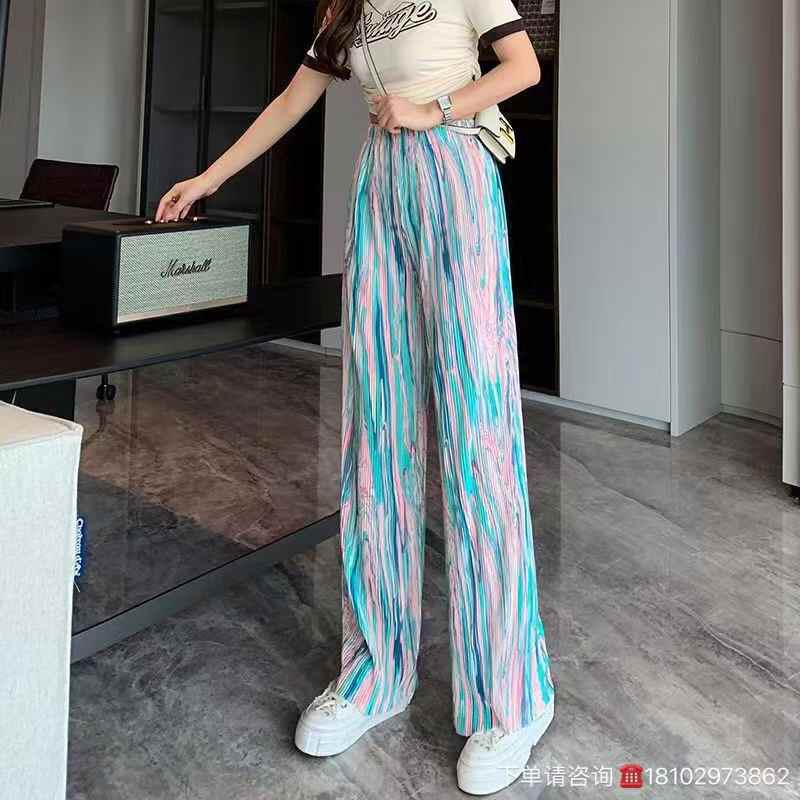 Women colorful wide-leg pants