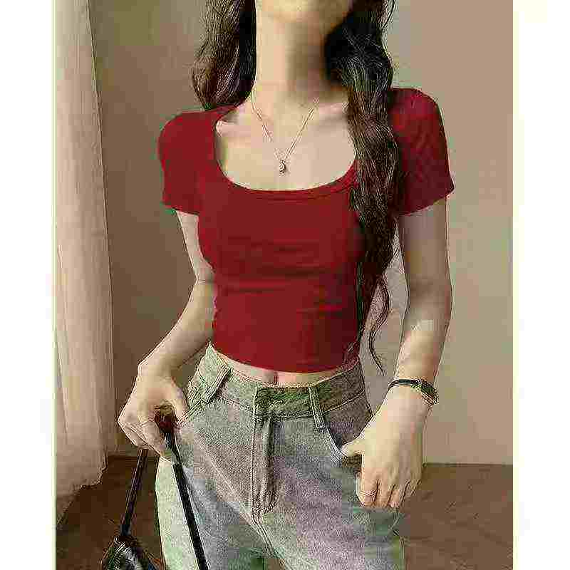 Women's round-neck knitted short-sleeved shirt