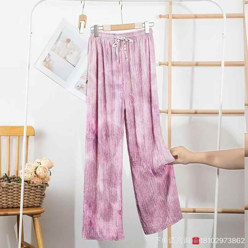 Women tie-dye pattern wide-leg pants
