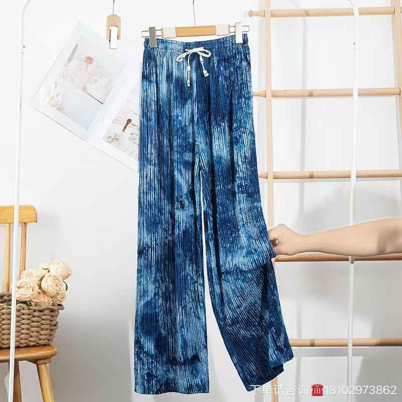 Women tie-dye pattern wide-leg pants