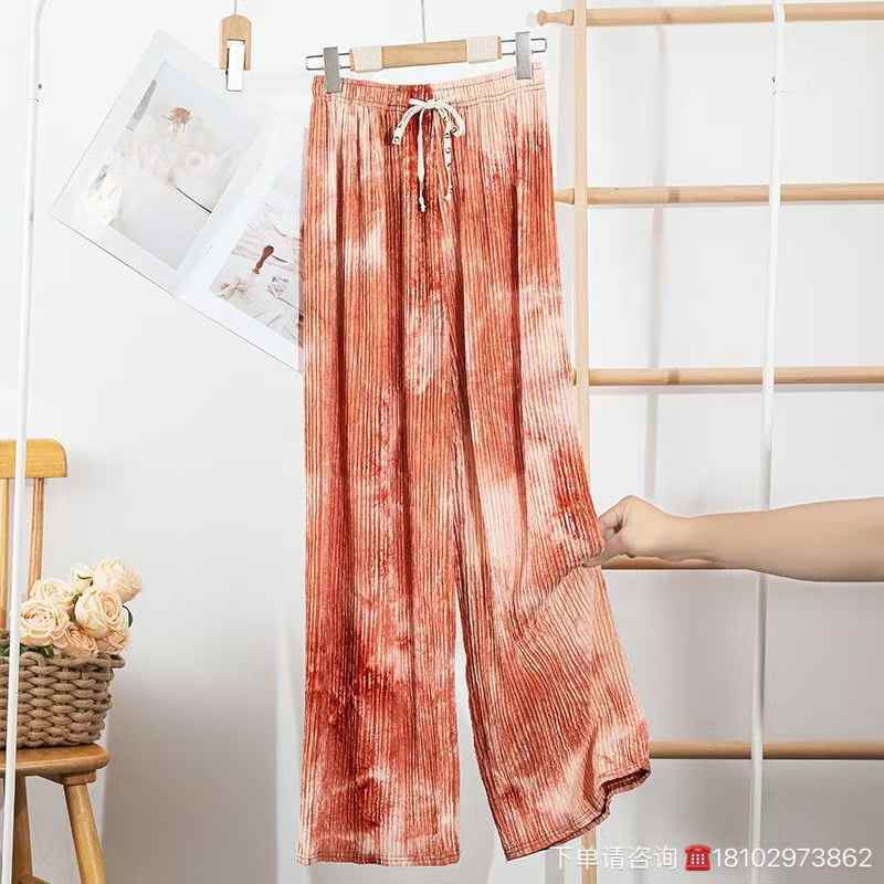 Women tie-dye pattern wide-leg pants