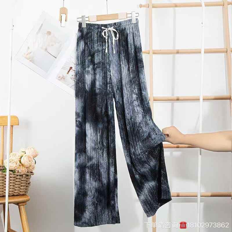 Women tie-dye pattern wide-leg pants