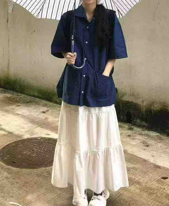 Women's loose-fitting reblousetro deep blue