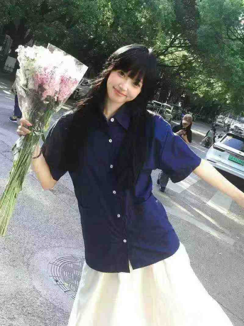 Women's loose-fitting reblousetro deep blue