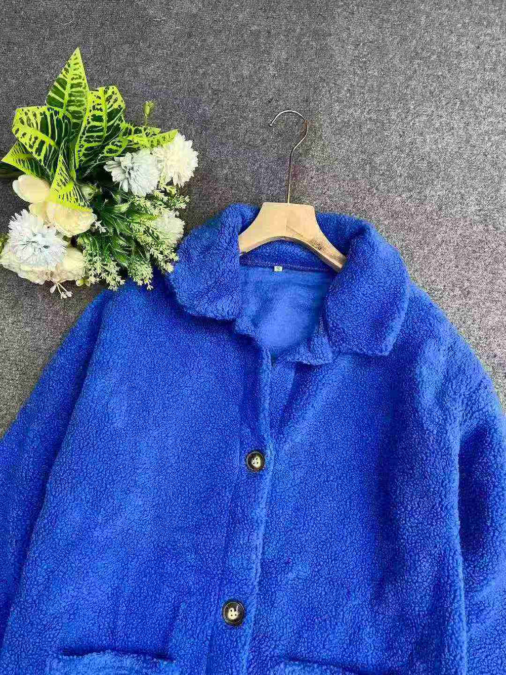 Women's Klein Blue Mid-Length Fleece Coat