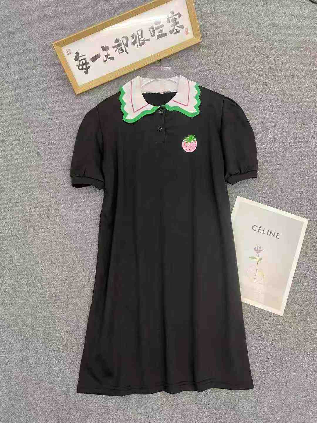 Women's slit POLO collar long dress