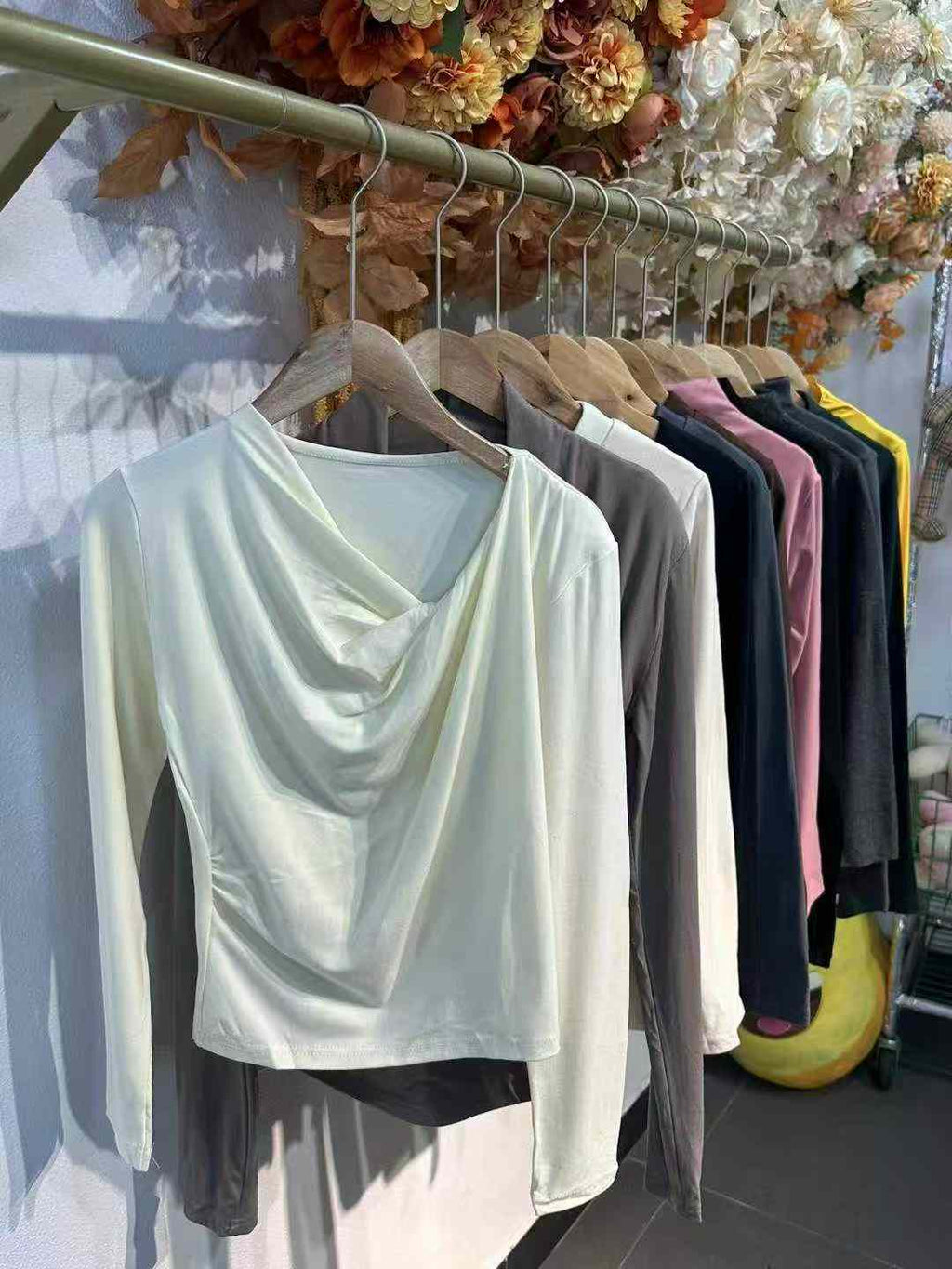 Women pure color long sleeves top