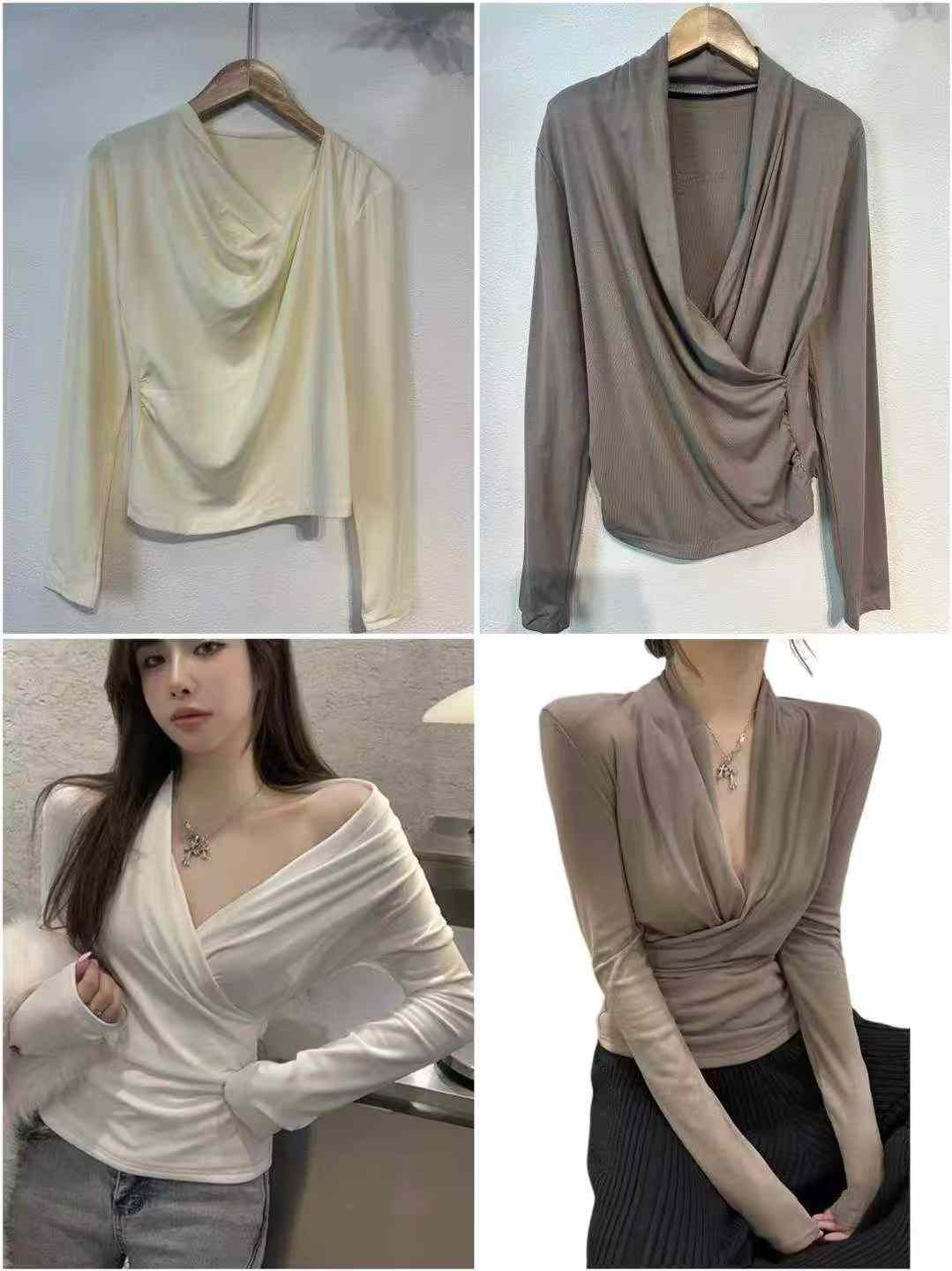 Women pure color long sleeves top