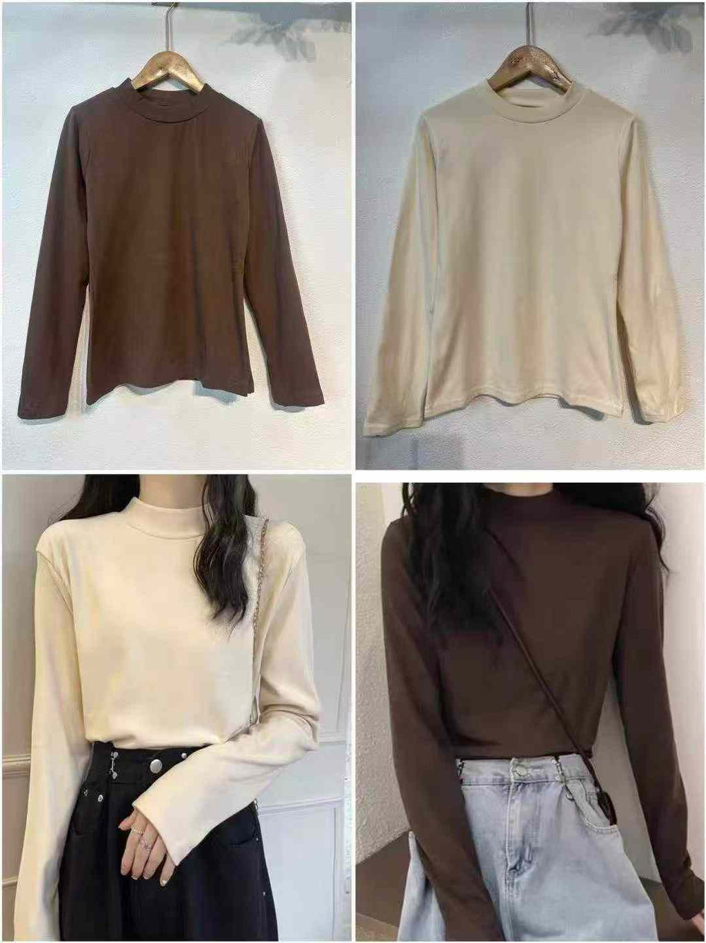 Women pure color long sleeves top