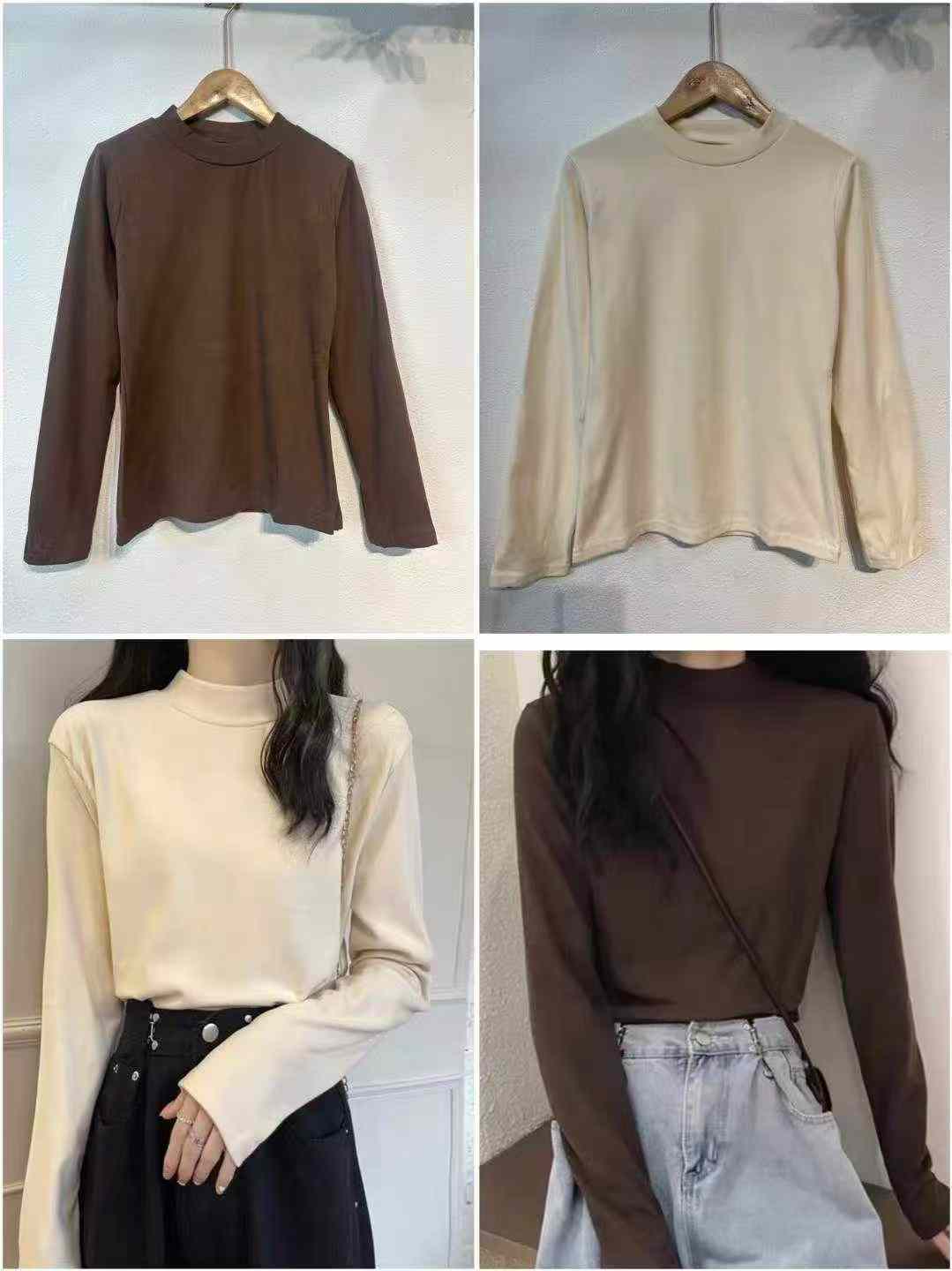 Women pure color long sleeves top