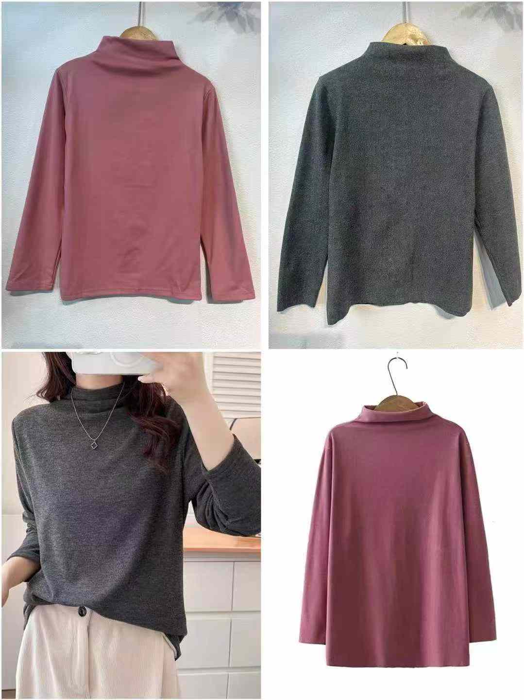 Women pure color long sleeves top