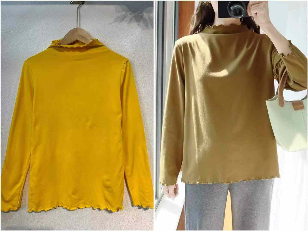 Women pure color long sleeves top