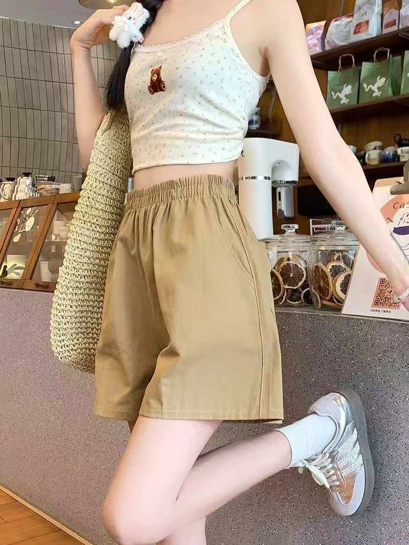 Women pure cotton cargo shorts