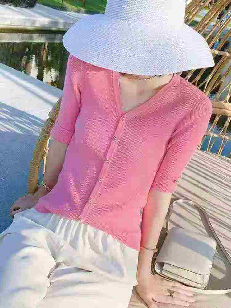 Women's V-neck cardigan top