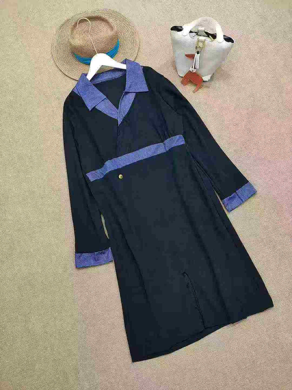 Women's denim-inspired plaid dress