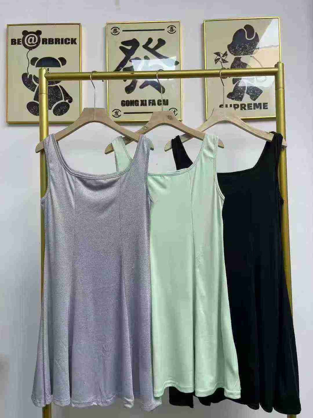 Women's silk ribbed backless short-sleeved dress