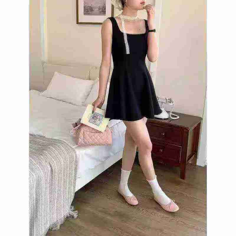 Women's silk ribbed backless short-sleeved dress