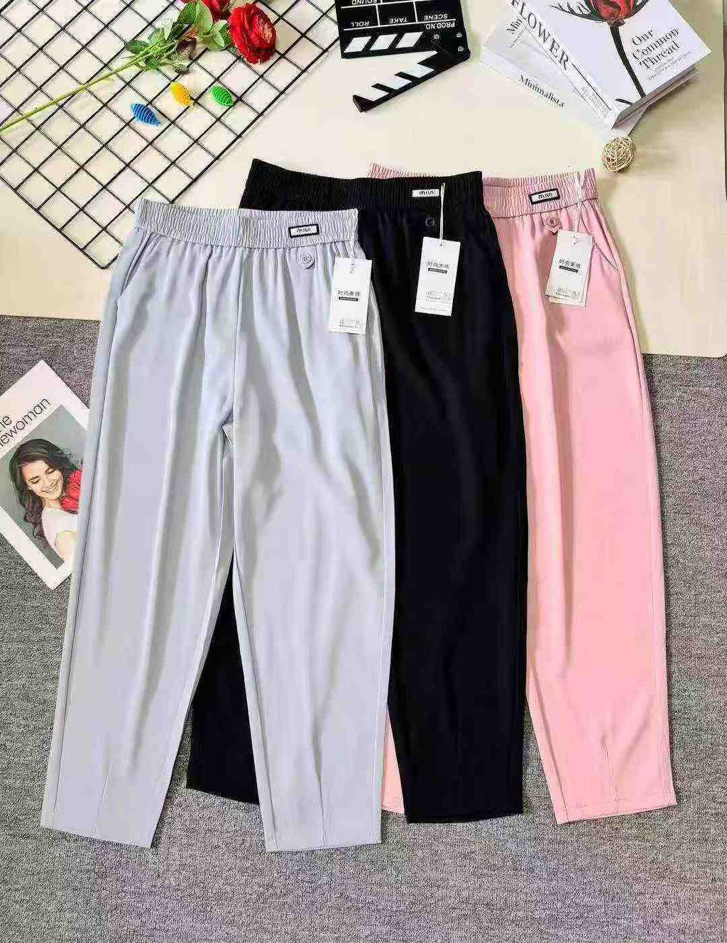 Women's casual straight-leg cigarette-shaped trousers