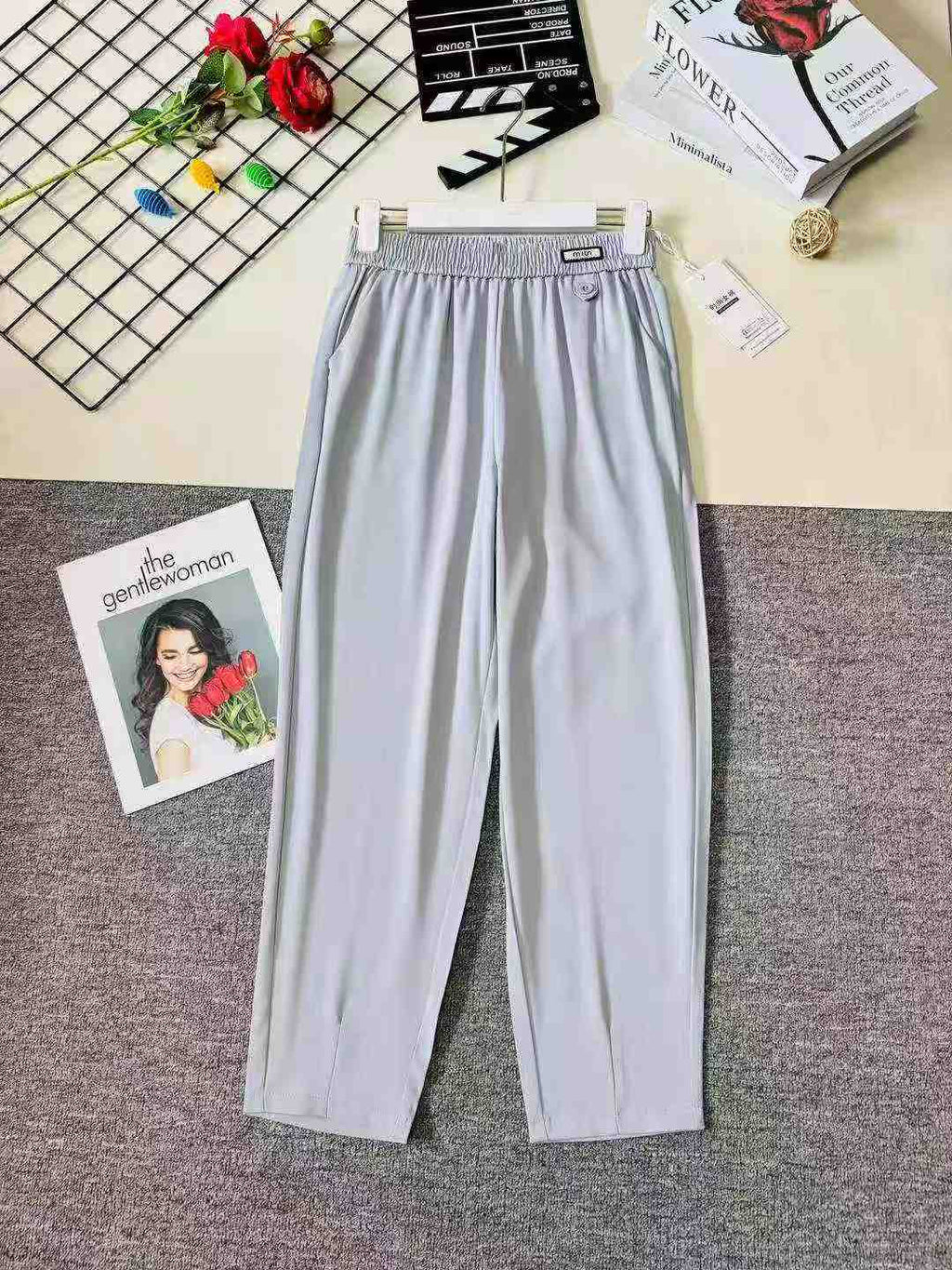 Women's casual straight-leg cigarette-shaped trousers
