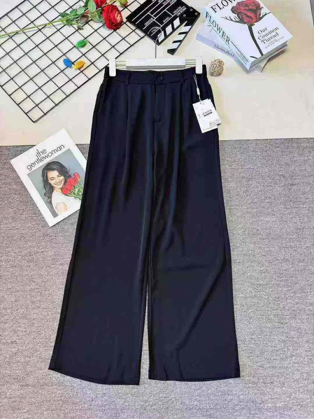 Women's slim high-waist casual straight-leg wide-leg pants