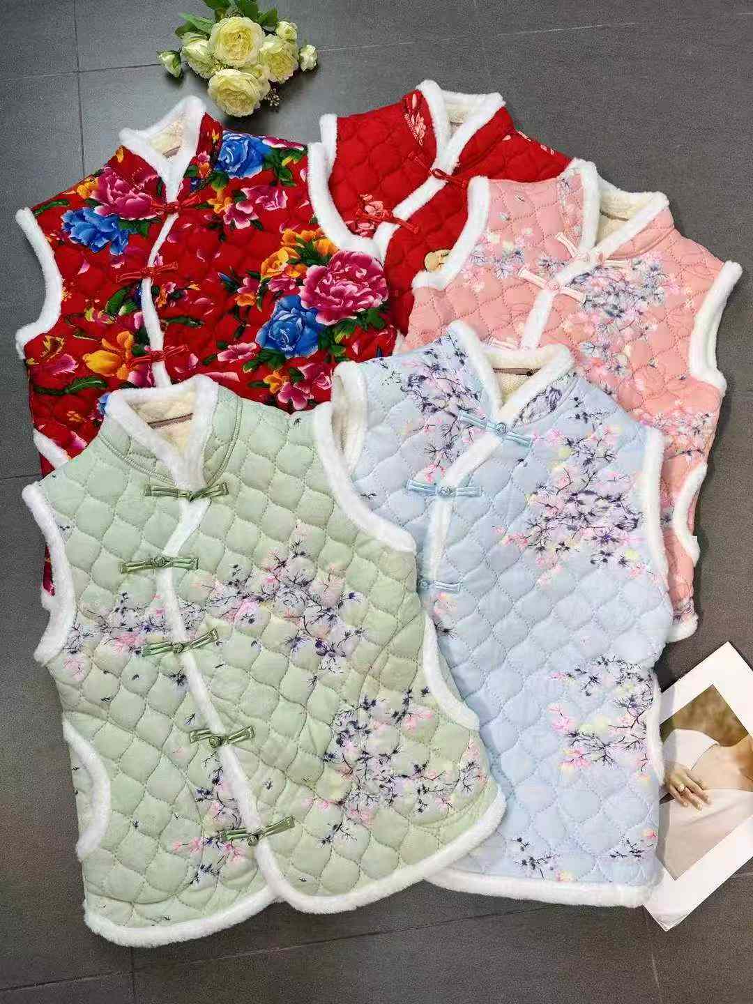 Women chinese-style cotton-padded vests