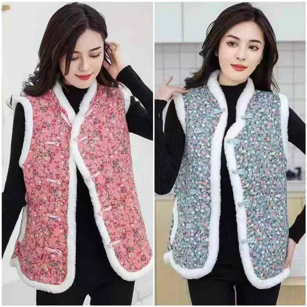 Women chinese-style cotton-padded vests