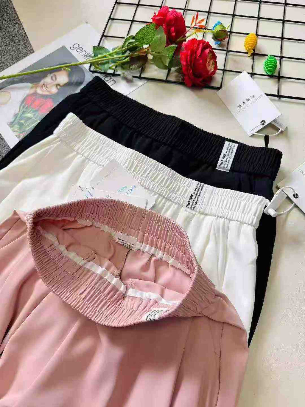 Women's slim-fitting silk pants