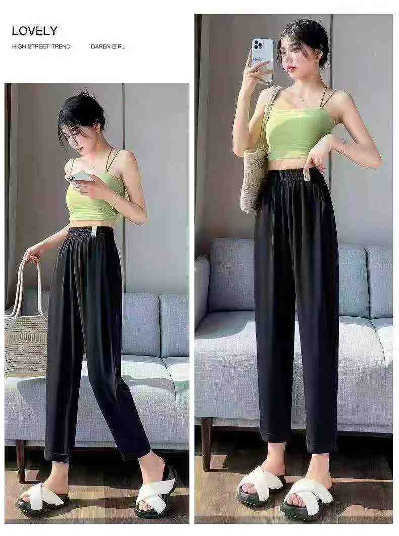 Women's slim-fitting silk pants