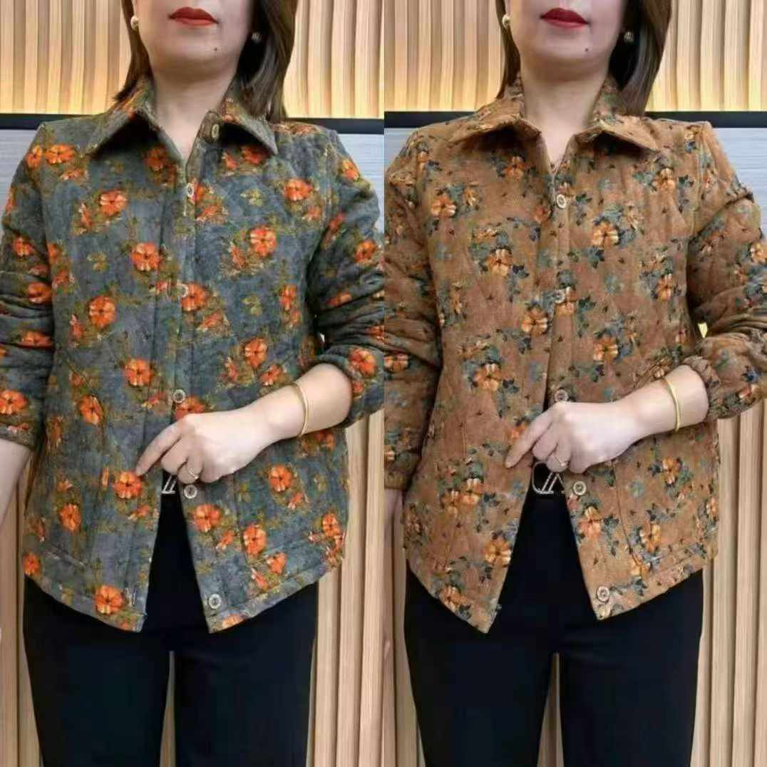 Women middle-aged cotton-padded jackets