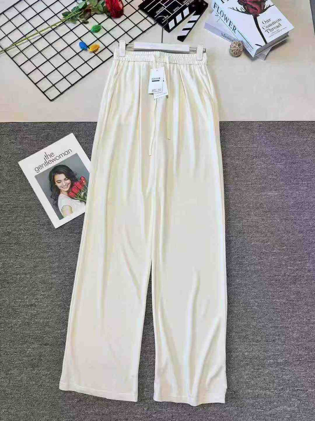 Women's wide-leg casual high-waisted silk pants