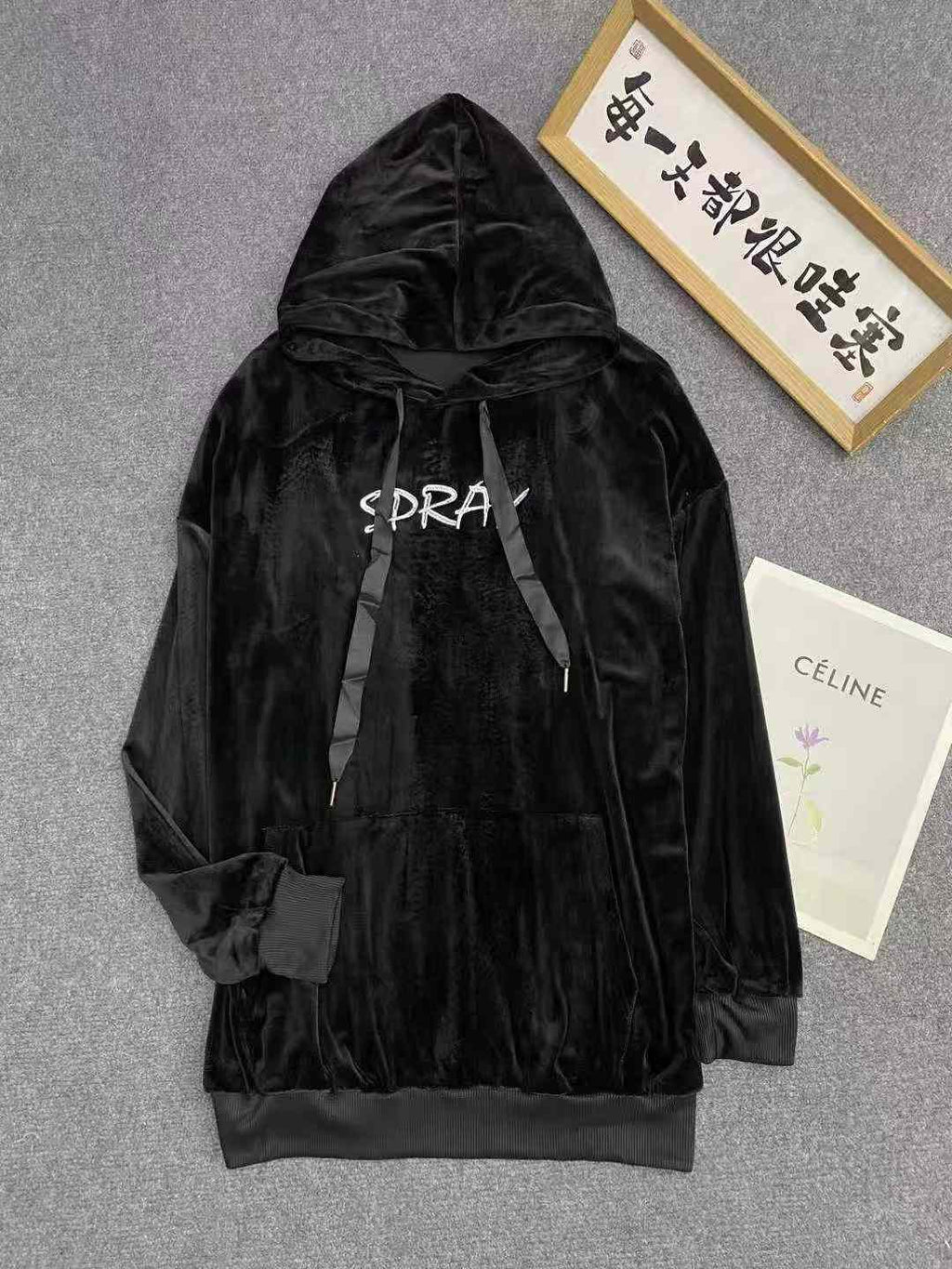 Women velvet long hoodies