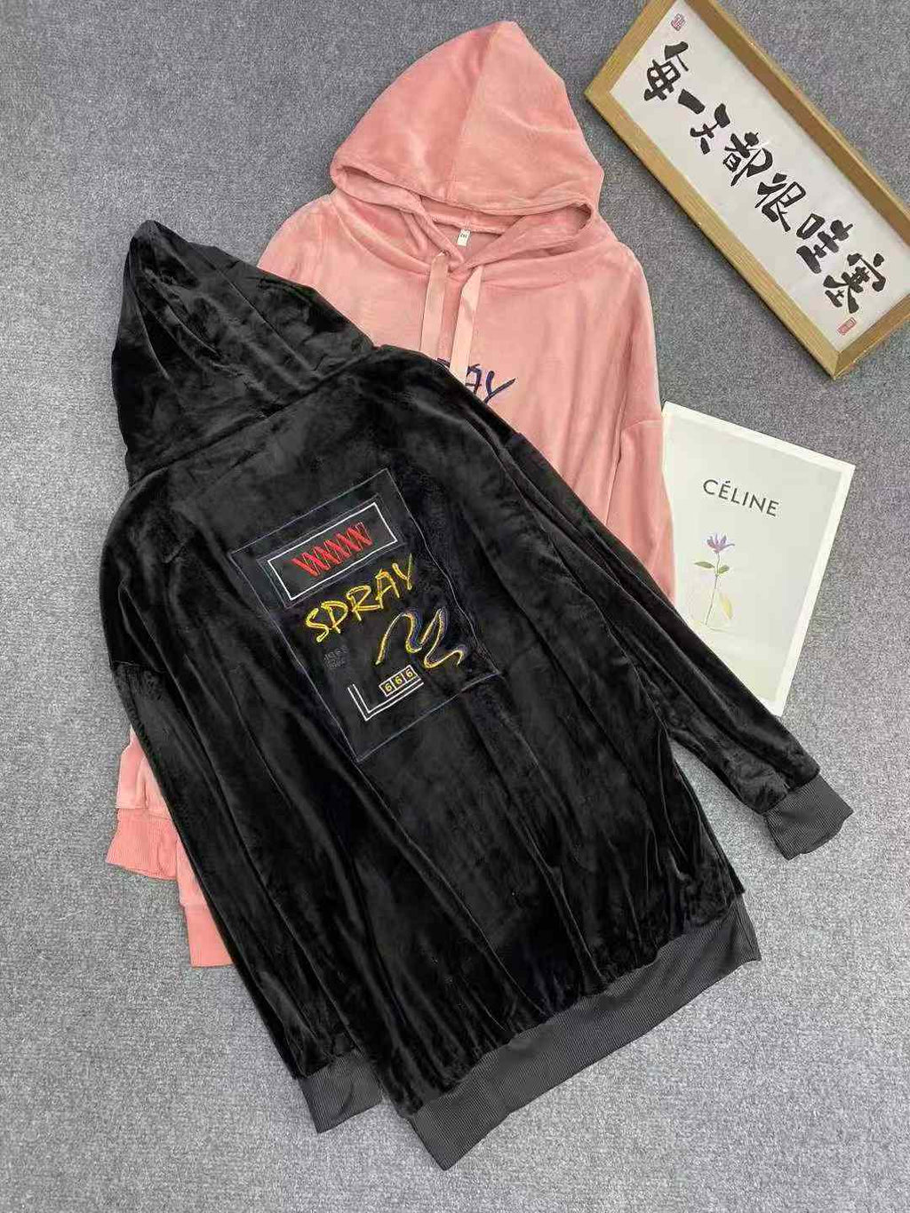 Women velvet long hoodies