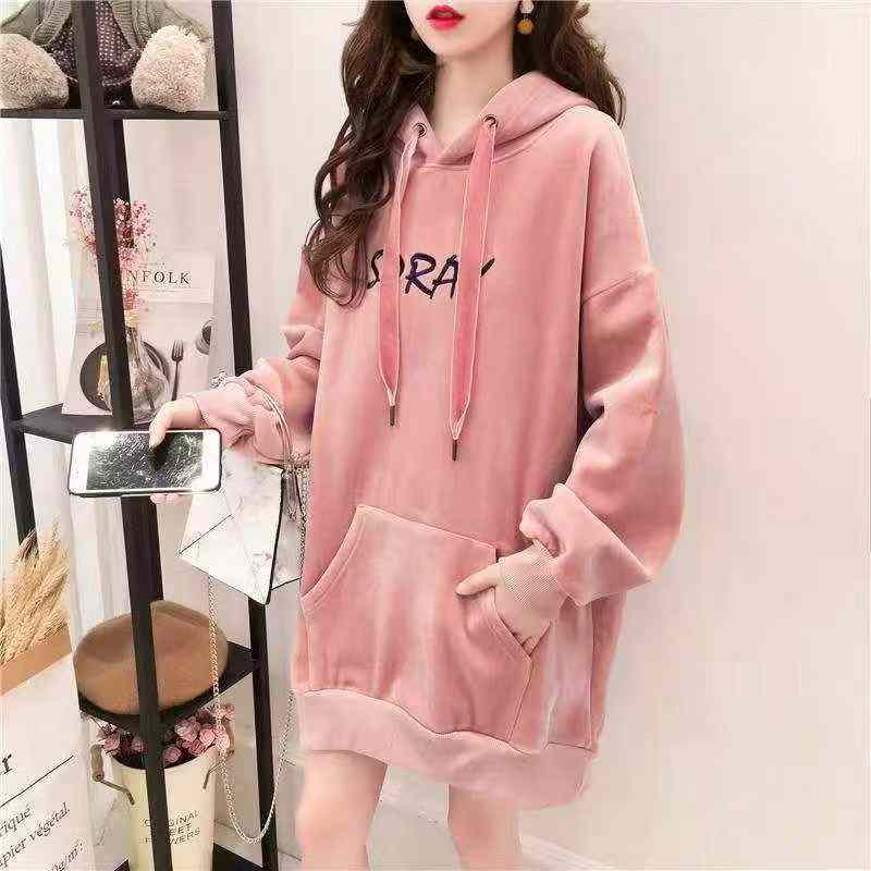 Women velvet long hoodies