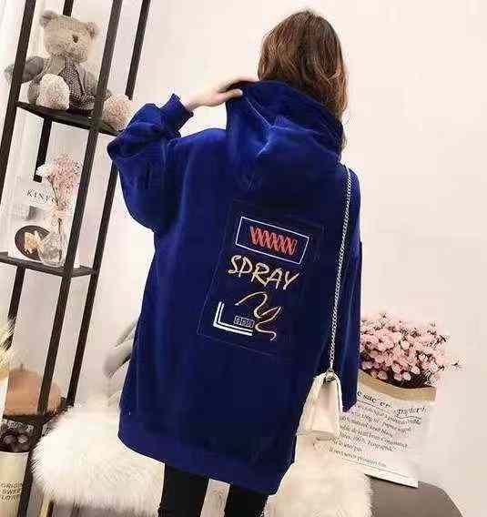 Women velvet long hoodies