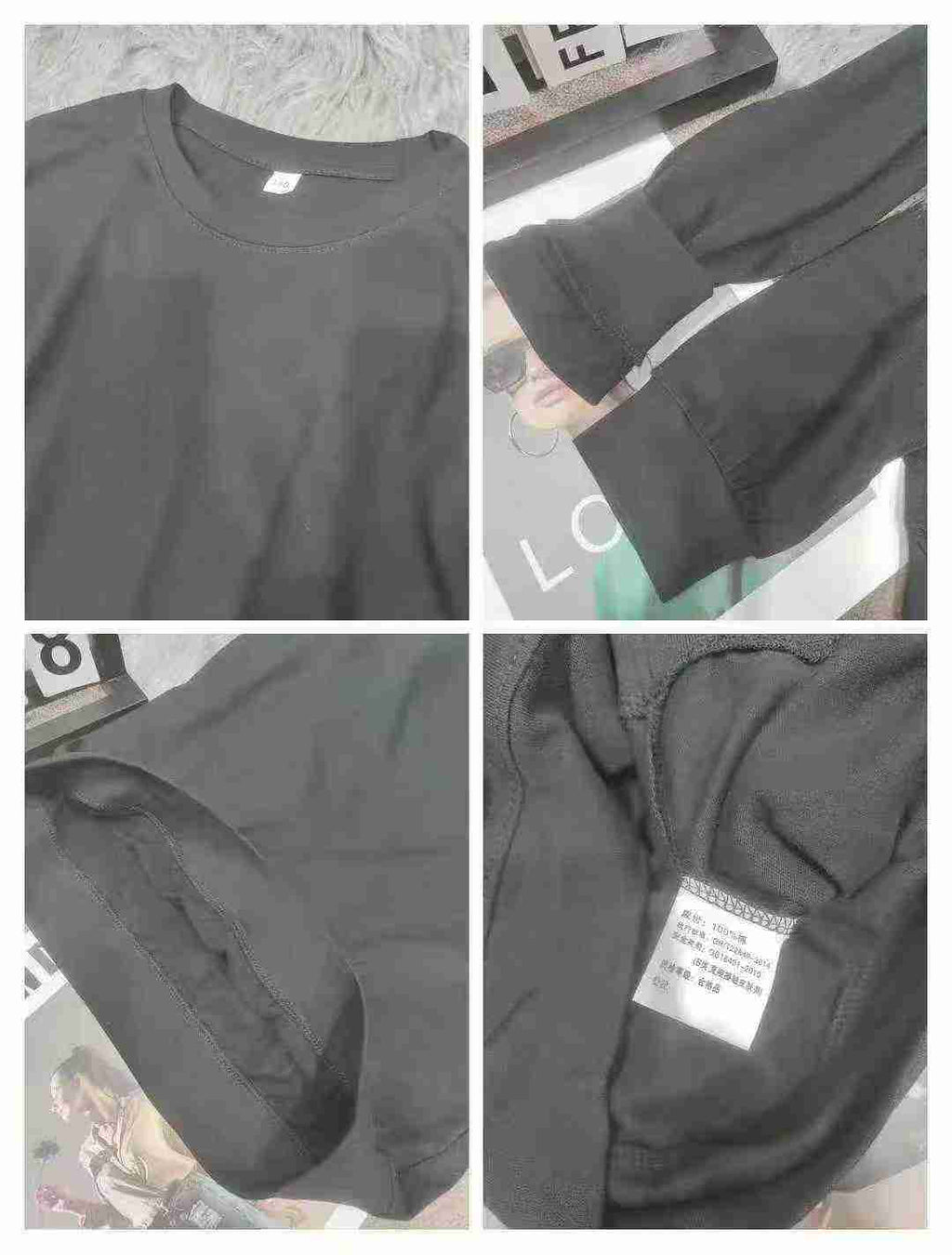 Kid's round-neck black hoodie