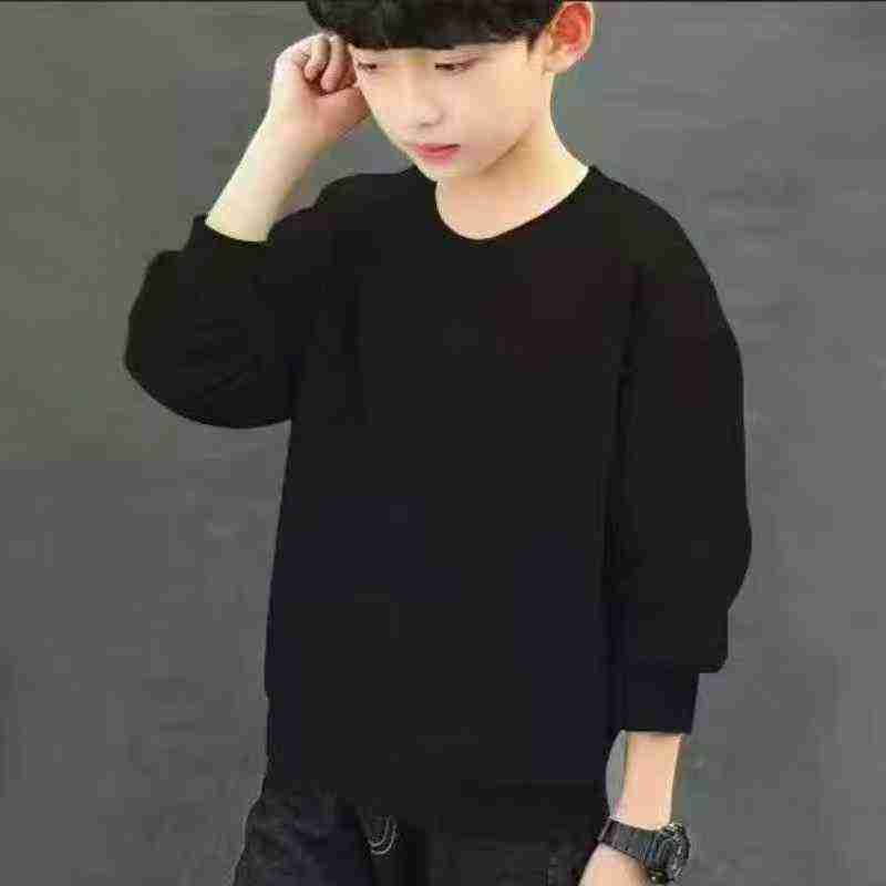 Kid's round-neck black hoodie