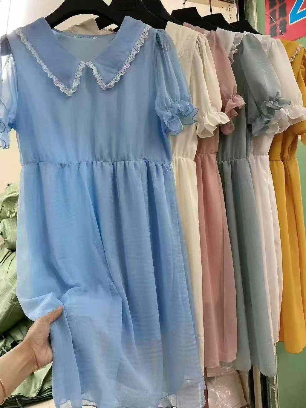Women's candy-colored solid-color dress