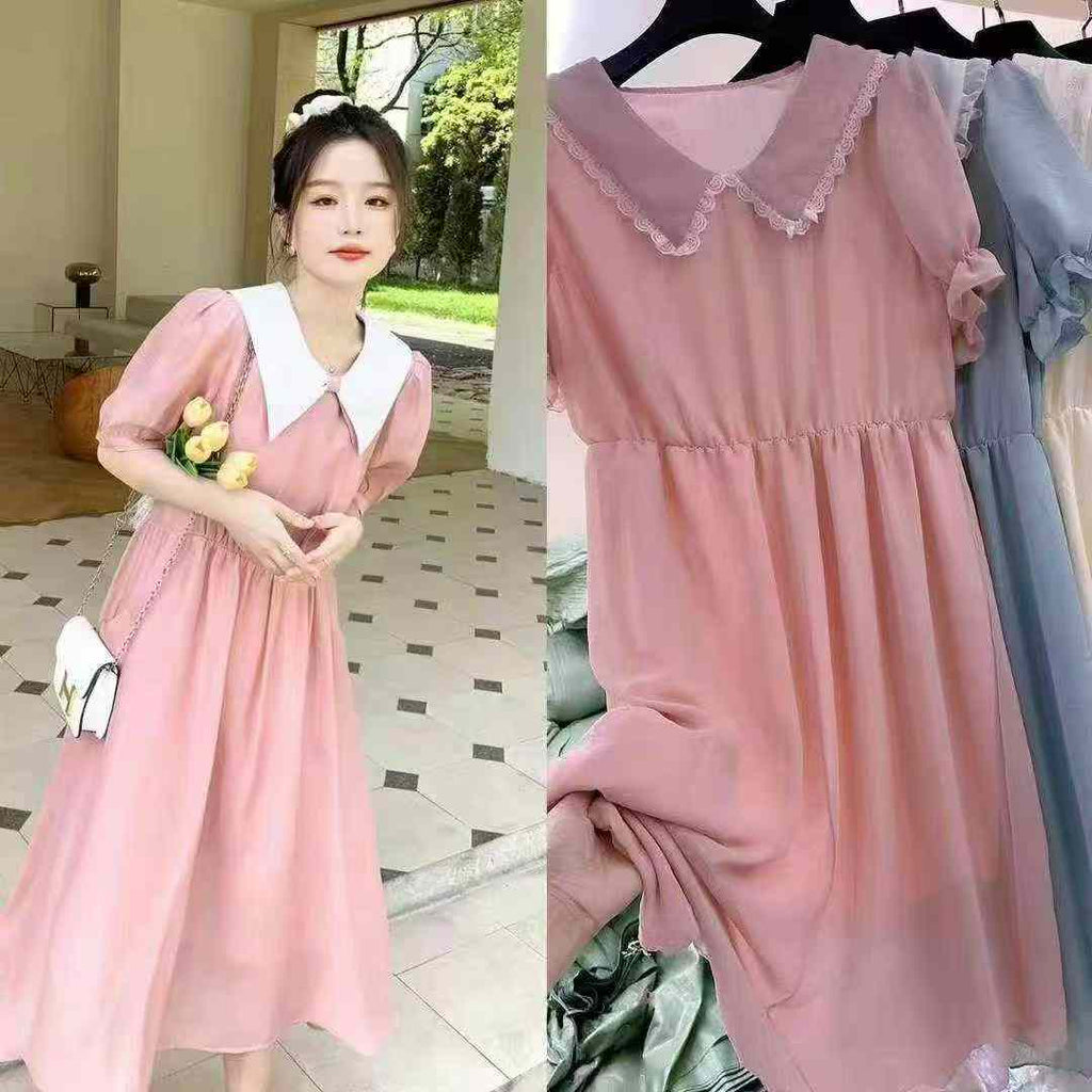 Women's candy-colored solid-color dress