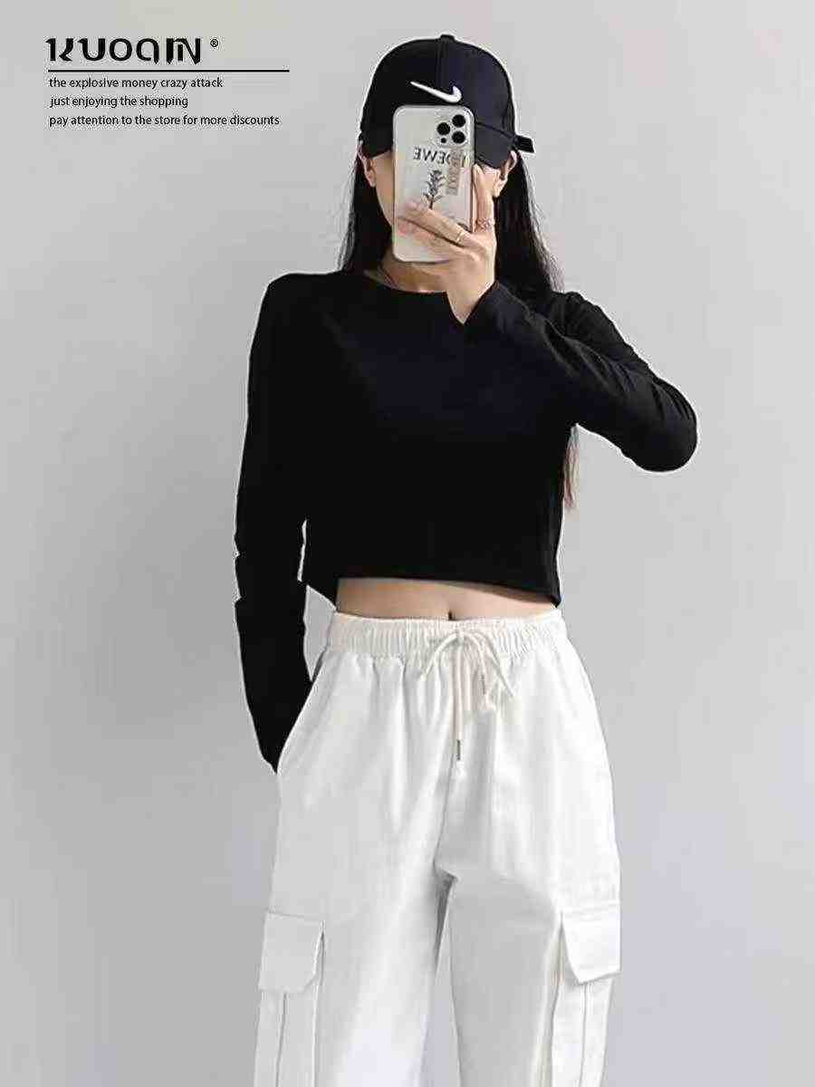 Women's slim-fit pure cotton long-sleeved shirt