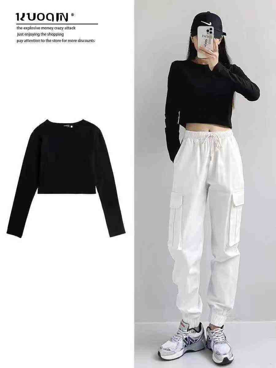 Women's slim-fit pure cotton long-sleeved shirt