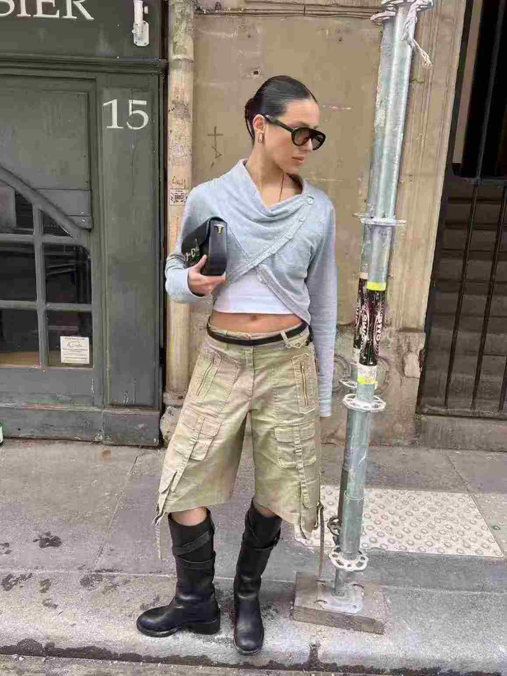 Women's worker wearing five-inch short forestry work pants