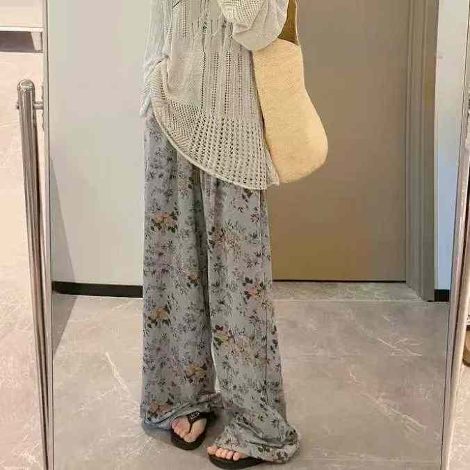 Women floral wide-leg pants
