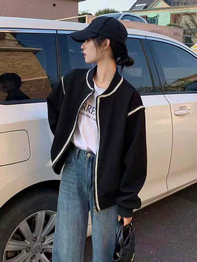 Women baseball jacket black