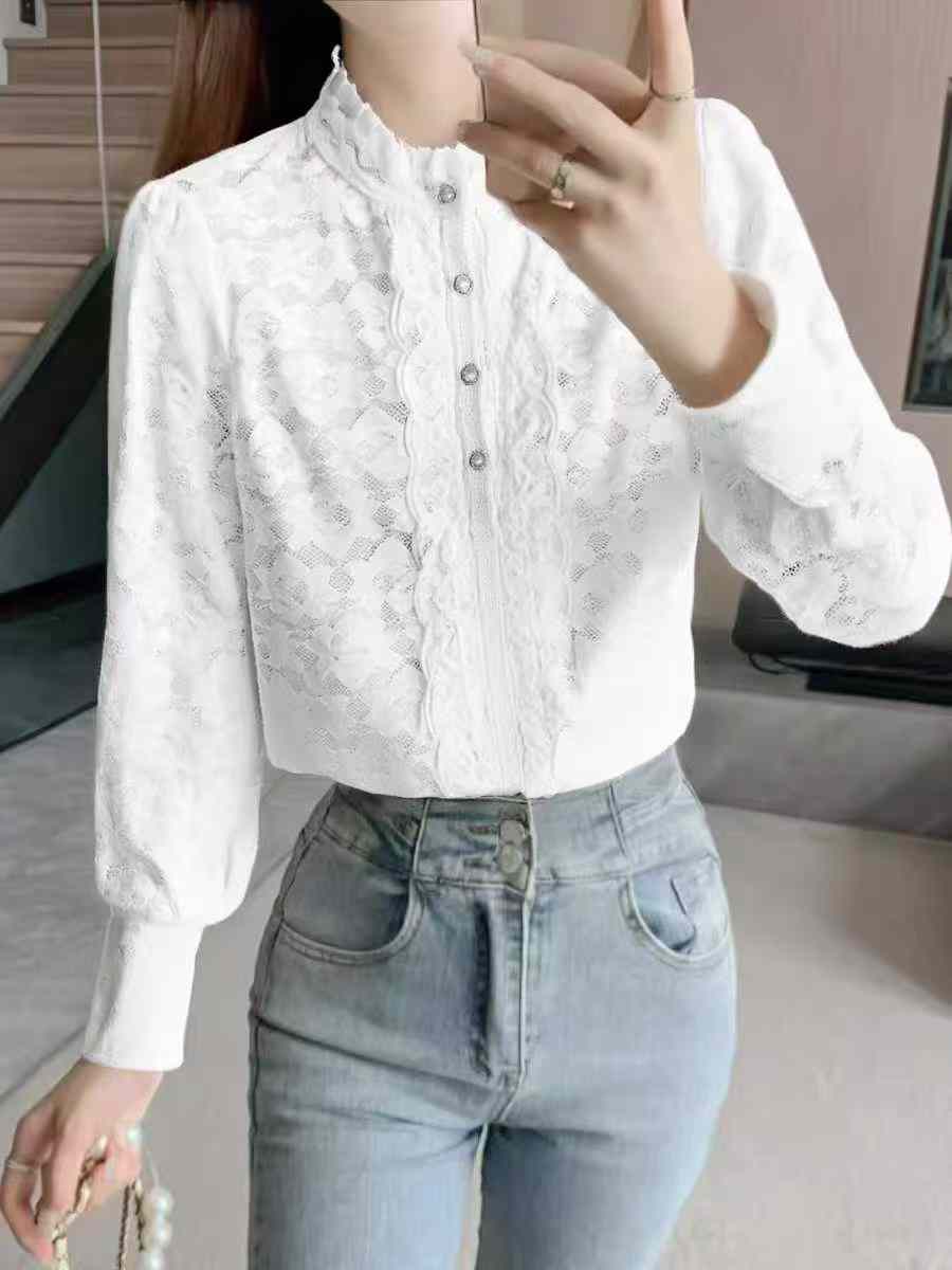 Women lace shirt white