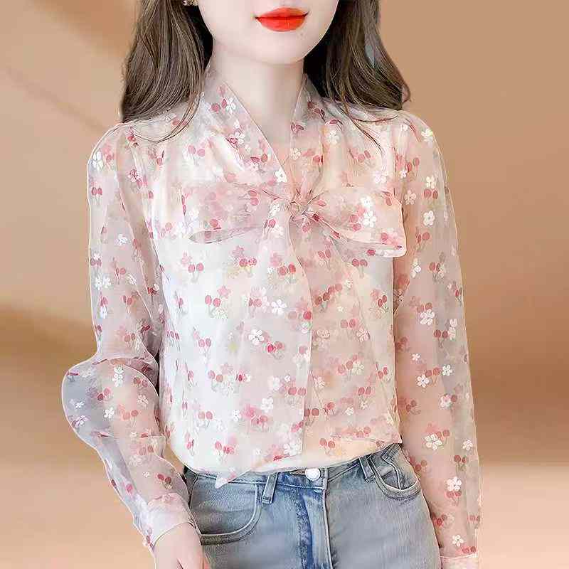 Women chiffon floral shirt