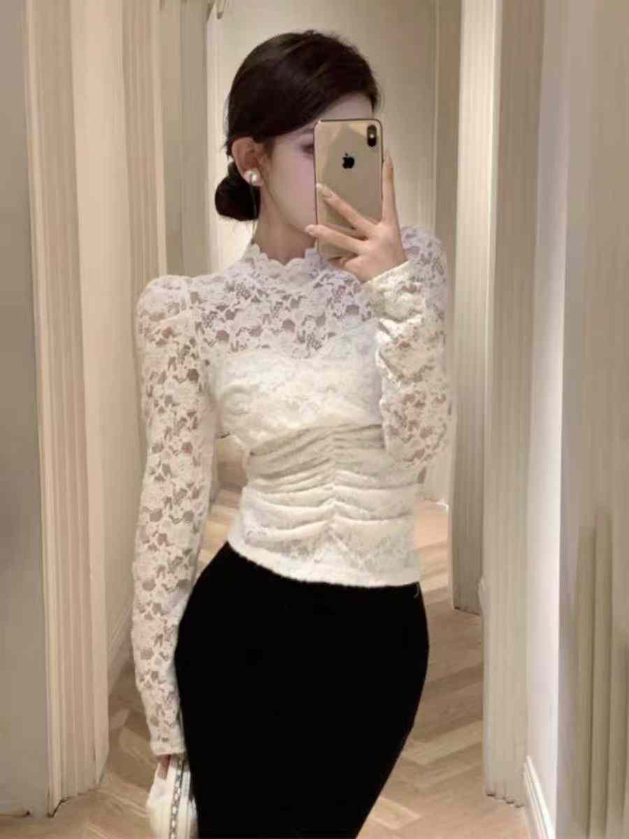 Women lace base layer shirt
