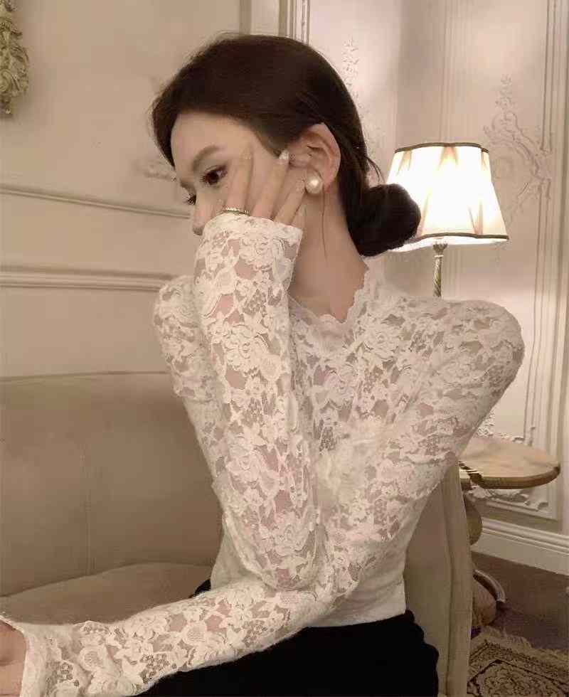 Women lace base layer shirt